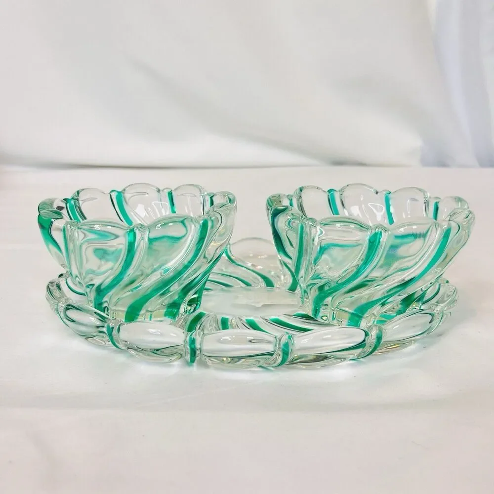 Vintage Mikasa Peppermint Green Glass 3-Piece Set Made in Germany